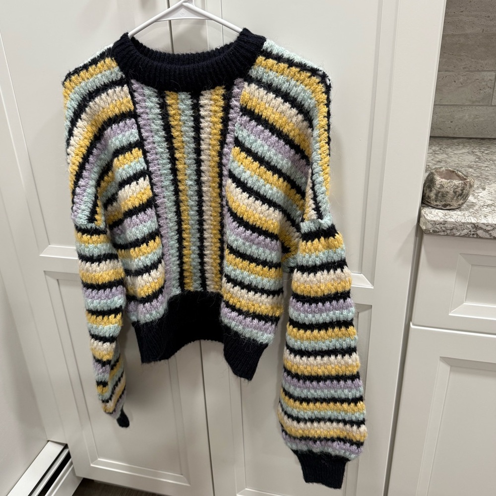 Zara Stripped Cropped Sweater Multicolor - Picture 3 of 4